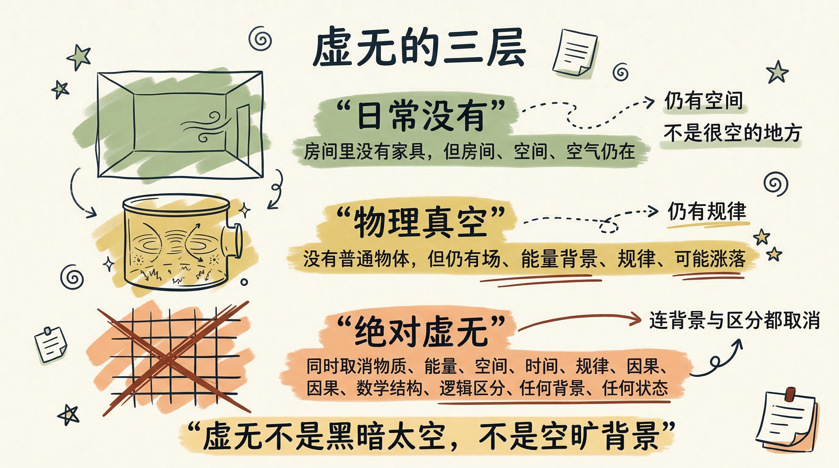 虚无的三层：从日常没有、物理真空到绝对虚无